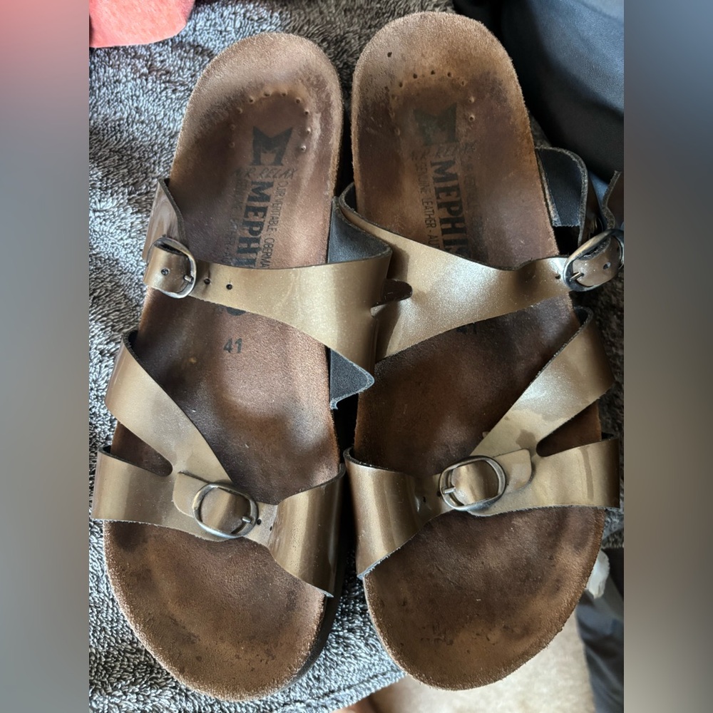 Mephisto Brown Leather Sandals